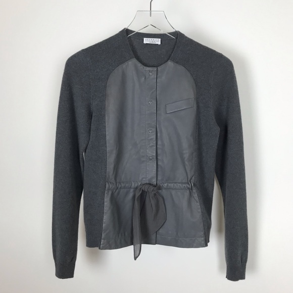 Brunello Cucinelli Sweaters - Brunello Cucinelli Cashmere Leather Cardigan